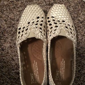 Whisper satin woven Toms. Size 7